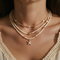 Necklace with coastal starfish pearls