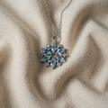 Blue Snow Cotton White Gold Flower Pendant Necklace