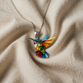 Necklace with Colourful Hummingbird Pendant