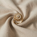 Zirconia sunflower pendant ring