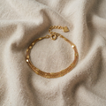 Gold-Coloured Bracelet with Double Link Chain and Discs