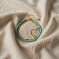 Timelessly Beautiful Gold Double Necklace with Turquoise Bracelet