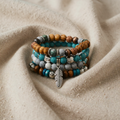 Bohemian Turquoise Beaded Bracelet with Charms