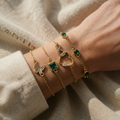 Hallow Heart Green Crystal Bracelet Set