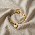 Henrika – Gold-Coloured Bracelet with Engraved Heart
