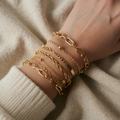 Stacked Bracelets with Golden Pearls Set