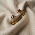 Open gold bracelet "Veloria" with ruby