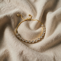 Adjustable Bracelet with Geometric Stones in Silver Tone