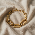 Gold-Coloured Bracelet with Angular Links