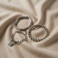 White Gold Butterfly Clasp Bracelet Set