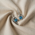 Earrings with Silver Heart and Blue Crystal