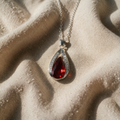 Necklace with Red Ruby in Drop Shape
