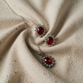 Jewellery Set with Red Oval Stones and Zirconia