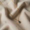 Karolina – Gold-Coloured Necklace with Green Drop