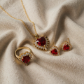 Gold Necklace with ruby heart