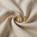 Monika – Gold-Coloured Earring Set with Crystal and Rope Texture