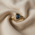 Ring with Blue Crystal and Crystal Halo