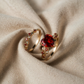 Heart Jewellery Set with Red Currants | Gold Tone