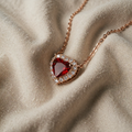 Rose Gold Plated Necklace with Ruby Heart Pendant