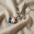 Rainbow Heart Pendant Memorial Jewellery.