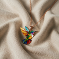 Rainbow Hummingbird Necklace - "Joy Rises" Pendant