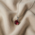 White Gold Necklace with Round Ruby