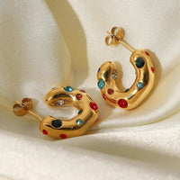 Gold Earrings - Coloured