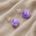 Abstract Amethyst Stud Earrings with Crystal