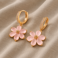 Flower Hoop Earrings with Drop