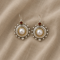 Bohemian Pearl Earrings with Sunburst Design