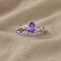 Braided Amethyst Ring Set