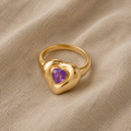 Heart-Shaped Cocktail Ring in Gold-Tone