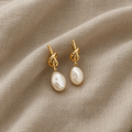 Textured Earrings with Imitation Baroque Pearls