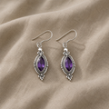 Hook Earrings with Amethyst Crystal