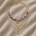 Layered Necklace Set with Celestial Motifs