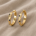 Luxurious Earrings with Coloured Inlaid Zirconia