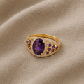 Oval-Cut Amethyst Ring with Zirconia