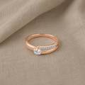 Rose Gold-Tone Two-Layer Zircon Ring