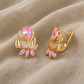 Shimmering Leaf Earrings with Drop Detail