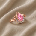 Exquisite Pink Teardrop Ring