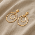 Unique Double-Layer Earrings with Lava Texture